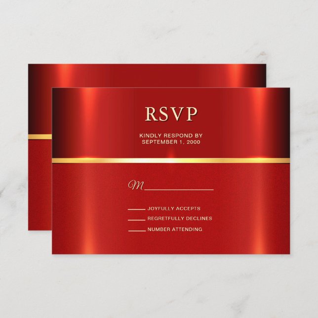 Placa RSVP Vermelha Simples (Frente/Verso)