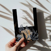 Placa RSVP Vertical Floral Exclusiva Dourada E Pre