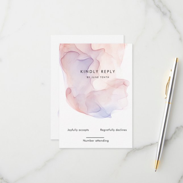 Placa RSVP Vertical Moderna da Seda Transparente (Frente/Verso In Situ)