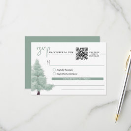 Placa RSVP Wonderland de inverno com código QR