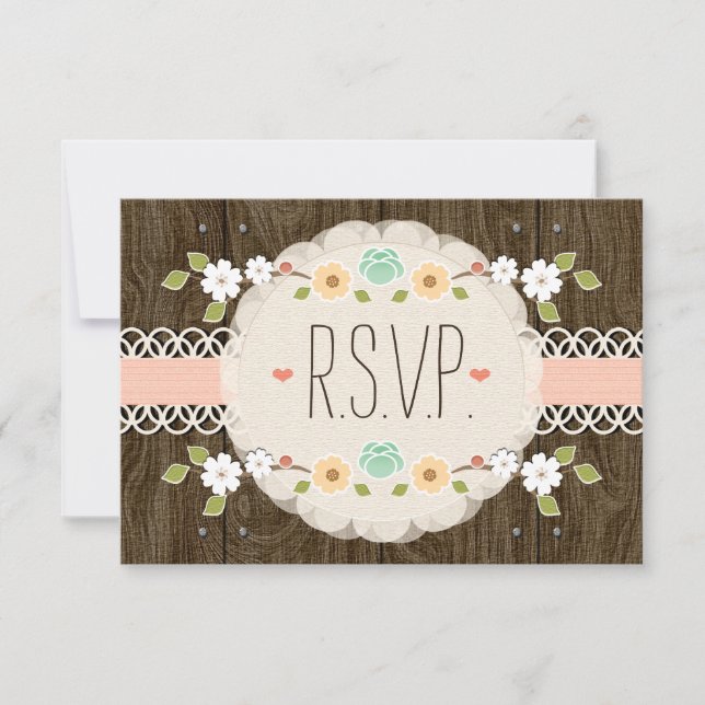 PLACA RUSTICA RUSTIC FLORAL BOHO WEDDING RSVP (Frente)