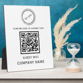 Placa Senha de código QR Wifi e nome de rede branco