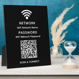 Placa Senha de Rede de Código QR de Wifi Simples Preto