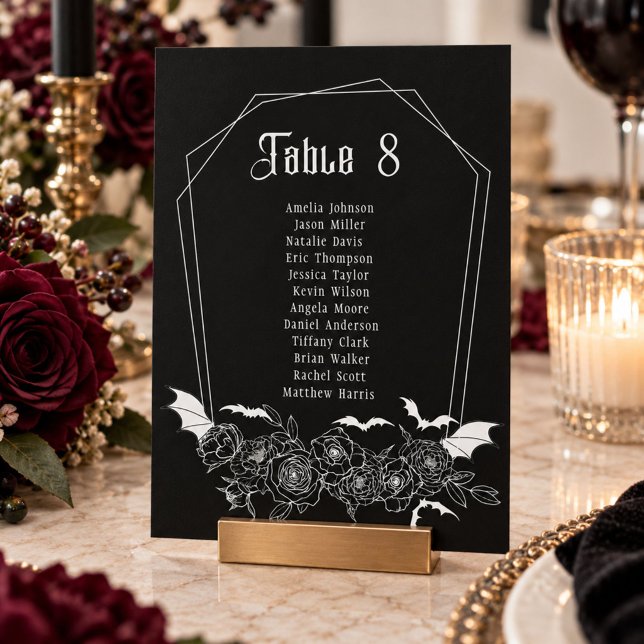 Placa Sentada de Casamento de Núm. Gótico Preto (Criador carregado)