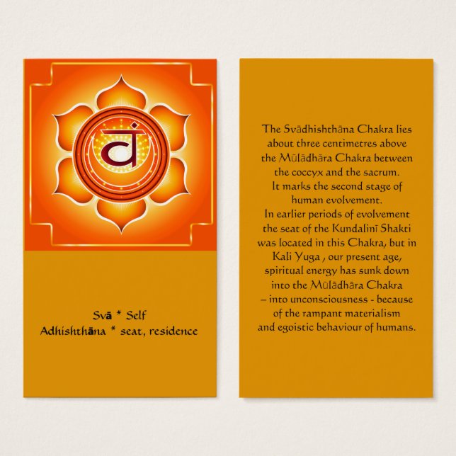 Placa Svadisthana ou Sacral Chakra (Frente & Verso)