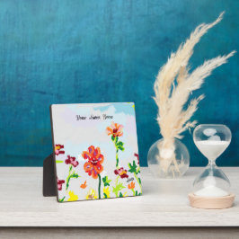 Placa Tabletop Easel com Canvas ; Flor Selvagem