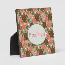 Tartaruga do Mar e Hibiscus Coral Rosa