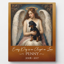 Placa Tributo por Perda de Black Tan Dachshund Angel