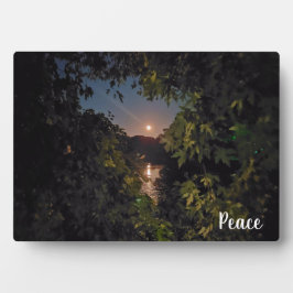 Placa Um luar pacífico num céu azul sobre a água