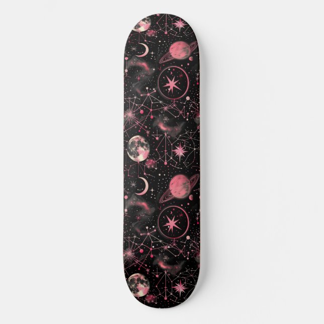 Placa única de skate de Design de astrologia rosa (Frente)