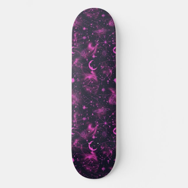 Placa única de skate de Design de astrologia rosa (Frente)