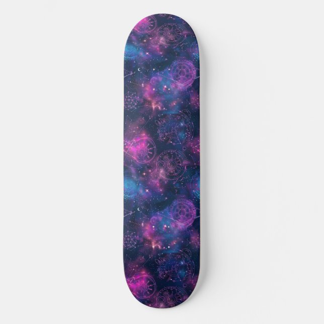 Placa única de skate de Design de astrologia roxa (Frente)