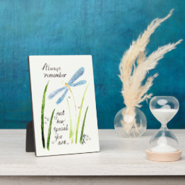 Placa Vintage Watercolor Dragonfly Sempre Lembrar texto