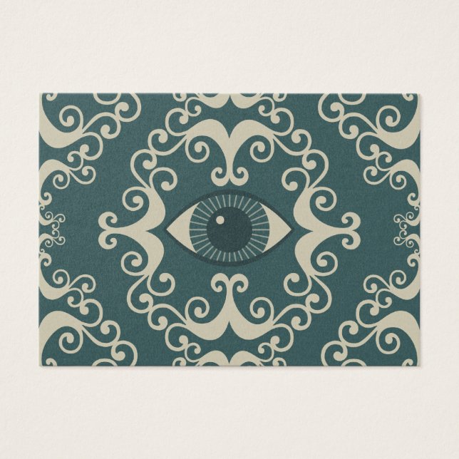Placas Chubby Do Leitor Psíquico Teal Damask Eyeba (Frente)