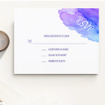 Placas de inserção RSVP Azul Roxo de Cor da Água M<br><div class="desc">Cartões de casamento RSVP de Respostas de Cores d'Água. Cor da turquesa azul púrpura do Pastel. Perfeito para temas de casamento de destino de praia, Bat / Bar Mitzvah, Aniversário, etc... . Água / design oceânico. Cartões editáveis - fácil adicionar suas informações ou alterar a fonte, cor e tamanho do...</div>