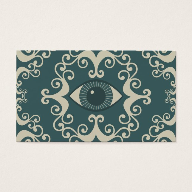 Placas de leitura psíquica Teal Damask Eyeball (Frente)