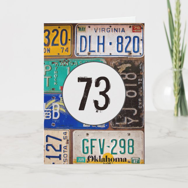 Placas de Licença Antigas para Cartão de Aniversár (Frente)
