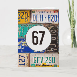 Placas de Licença Vintage para o 67º Cartão de Ani