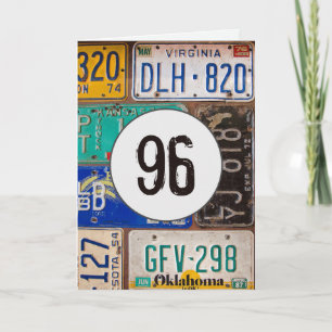 Placas de Licença Vintage para o 96º Cartão de Ani