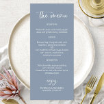 Placas de menu de casamento 4x9 de caligrafia mini<br><div class="desc">Um cartão de cardápio de casamento para na moda caligrafia. Fácil de personalizar com seus detalhes. PERSONALIZAÇÃO: se você precisar de personalização de design, entre em contato comigo através do bate-papo; se você precisar de informações sobre seu pedido, opções de envio etc., entre em contato direto com o suporte da...</div>