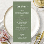 Placas de menu de casamento 4x9 de caligrafia mini<br><div class="desc">Um cartão de cardápio de casamento para na moda caligrafia. Fácil de personalizar com seus detalhes. PERSONALIZAÇÃO: se você precisar de personalização de design, entre em contato comigo através do bate-papo; se você precisar de informações sobre seu pedido, opções de envio etc., entre em contato direto com o suporte da...</div>
