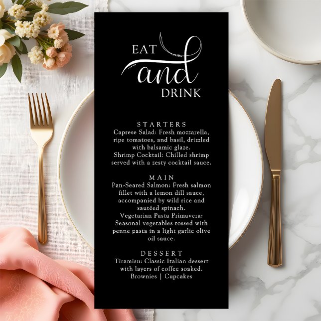 Placas de menu de casamento Elegante Script Comer  (Criador carregado)
