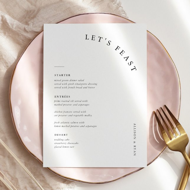 Placas de menu de casamento para Banquete moderno  (Criador carregado)