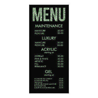 Placas de menu de salão com tipografia moderna com