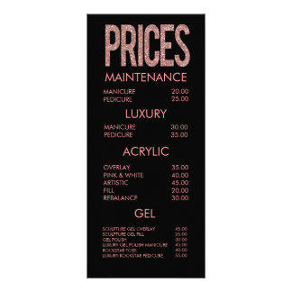 Placas de menu de salão para tipografia rosa moder