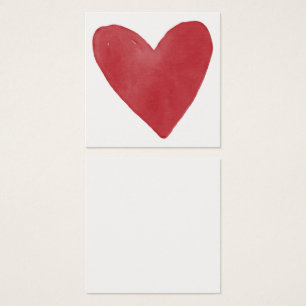 Placas de Nota Simples, Vermelho, Watercolor Heart