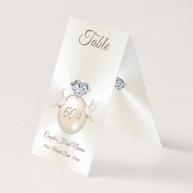 Placas de Número de Mesa para Aniversário de 60 An (Verso)