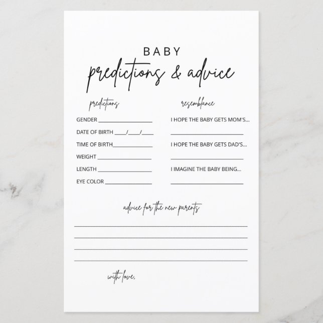 Placas de orientação e previsão de bebês minimalis (Frente)