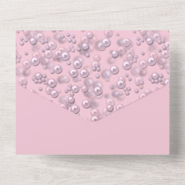 Placas de pérolas brancas-rosadas em veludo rosa (Back)