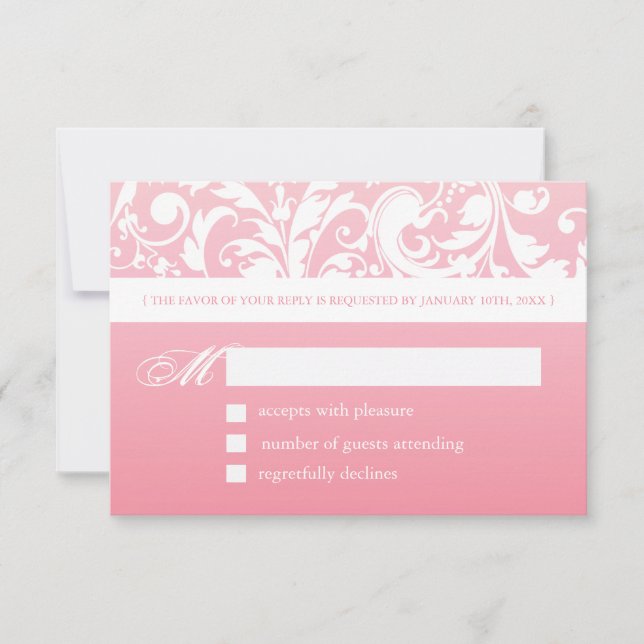 Placas de resposta cor-de-rosa bonito - RSVP 3,5"  (Frente)