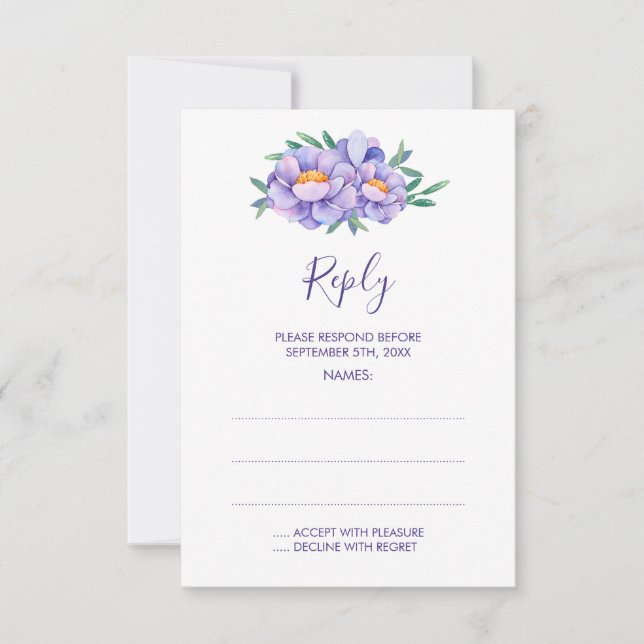 Placas De Resposta De Casamento De Flores De Aquar (Frente)