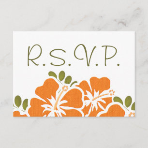 PLACAS DE RESPOSTA DE WEDDING RSVP ORANGE HIBISCUS