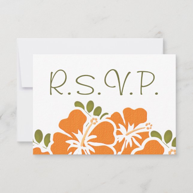 PLACAS DE RESPOSTA DE WEDDING RSVP ORANGE HIBISCUS (Frente)