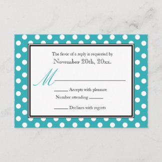 Placas de resposta RSVP branco e Turquesa bolinhas