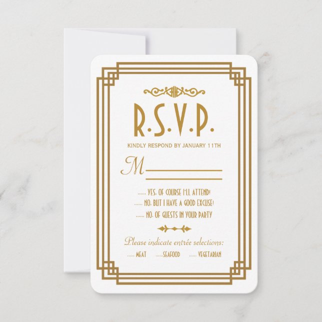 Placas de resposta RSVP de Casamento Branco em Dec (Frente)