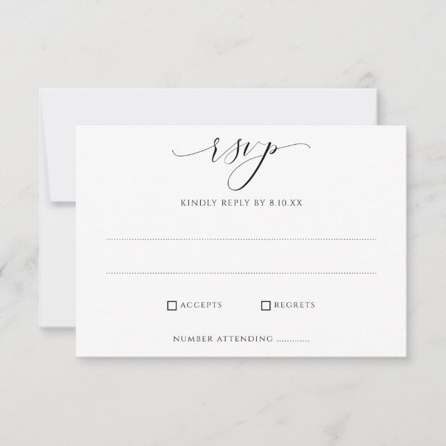 Placas de resposta RSVP de Casamento Elegante Simp (Frente)