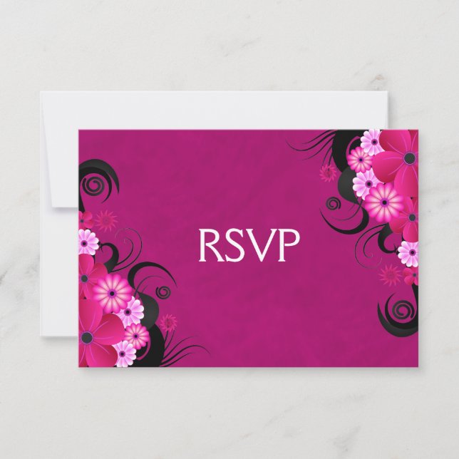 Placas de resposta RSVP de Casamento Floral Dark F (Frente)