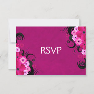 Placas de resposta RSVP de Casamento Floral Dark F