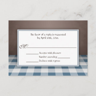 Placas de resposta RSVP de Gingham Brown