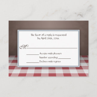 Placas de resposta RSVP de Gingham Brown