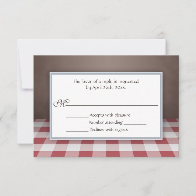 Placas de resposta RSVP de Gingham Brown (Frente)