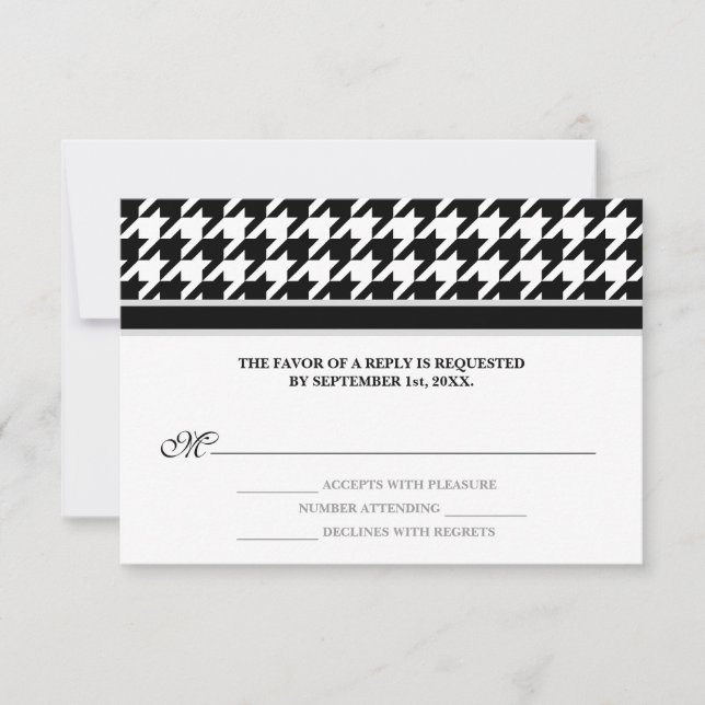 Placas de resposta RSVP de houndstooth Formal Pret (Frente)