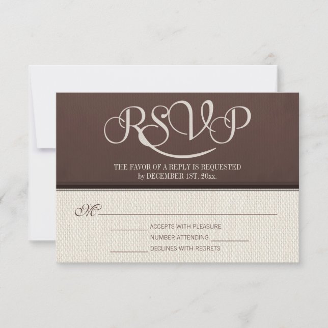 Placas de resposta RSVP de Linen Rustic (Frente)
