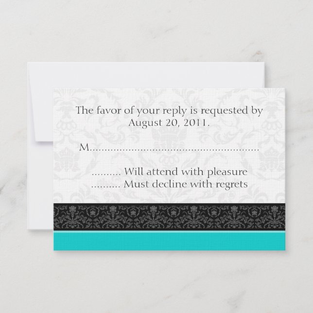 Placas de resposta RSVP de Turquesa e Casamento te (Frente)