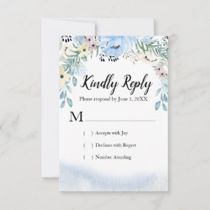 Placas de resposta RSVP Floral de Cor Azul