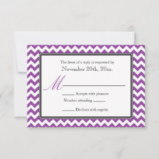 Placas de resposta RSVP Roxo e branco da Chevron